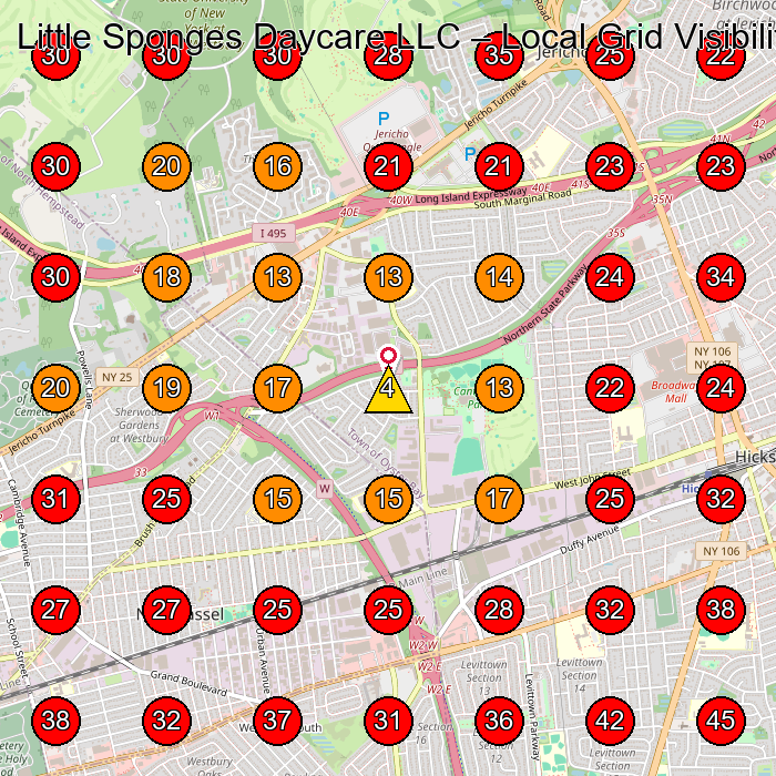 Little Sponges Daycare LLC GeoGrid visibility map for Day Care Center in Westbury